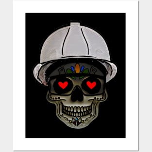 Hard Hat Heart Eyes Skull Posters and Art